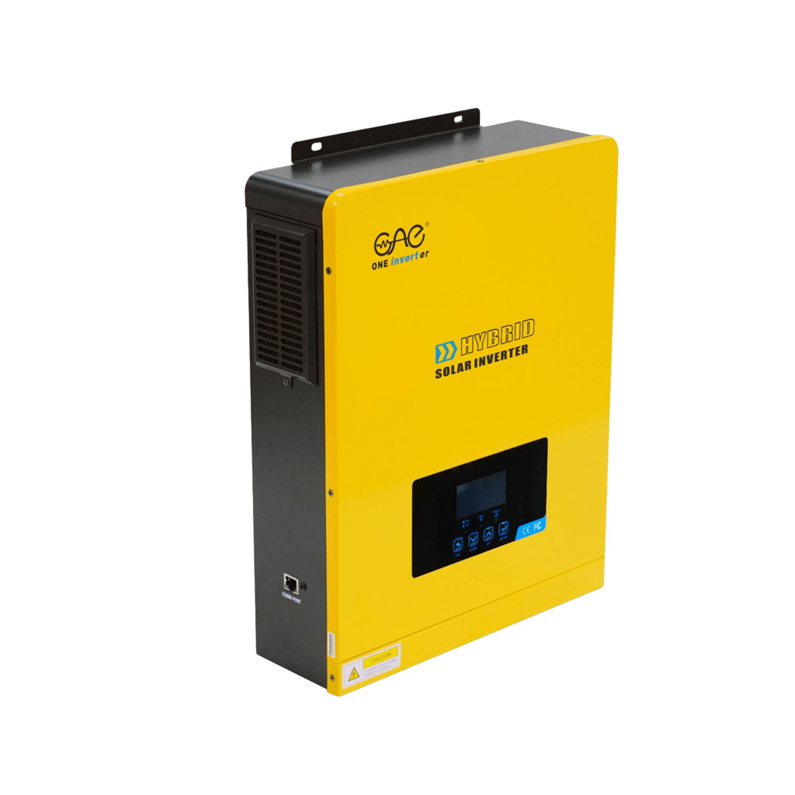Top One HVM hybrid solar inverter, angled view