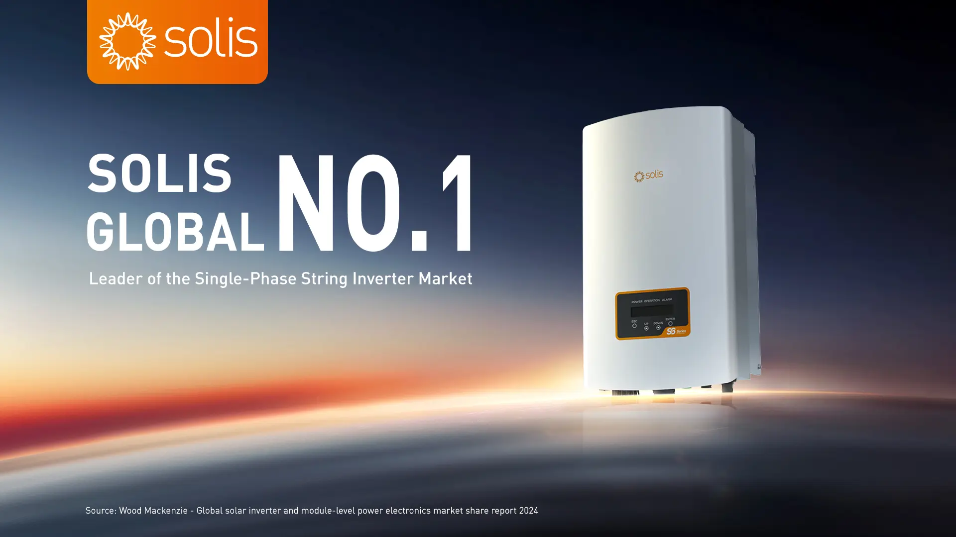 Solis — global No. 1 single-phase string inverter brand, per Wood Mackenzie's 2024 market share report